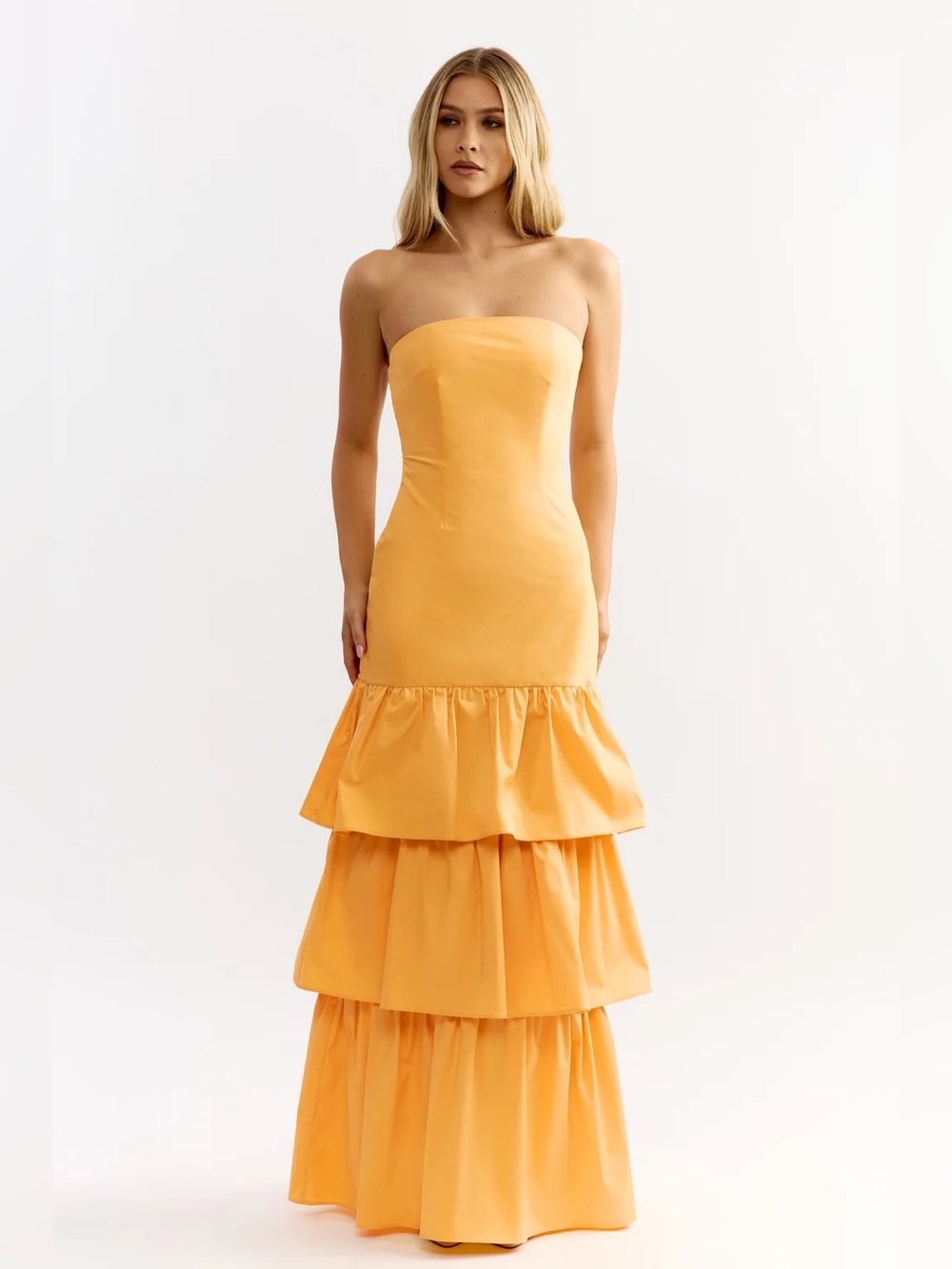 Studio Lexi Katy Tiered Strapless Tie-Back Gown